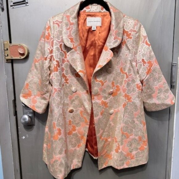 Vintage Silk Brocade Gold Floral Double Breasted Coat / Jacket (1960’s inspired) - Picture 4 of 16